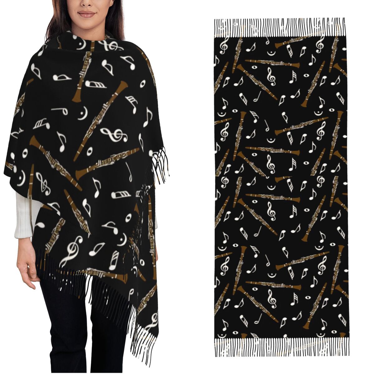 Womens Scarf with Tassel Clari - Pashmina Wrap Large 评论和价格