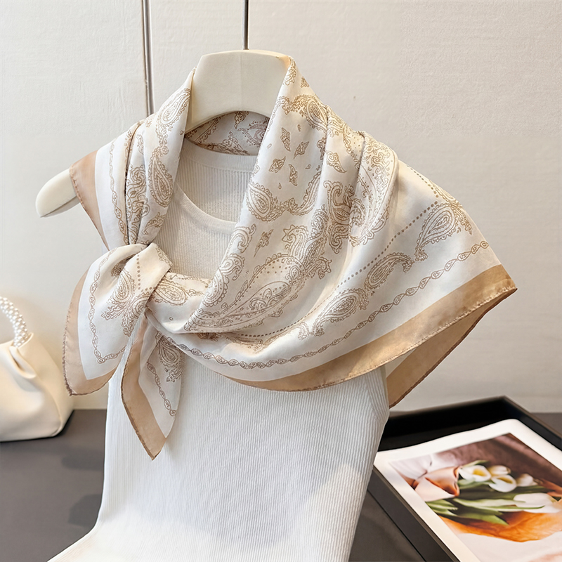 Vintage Beige Paisley Print Sq - Head Wrap Turban 评论和价格